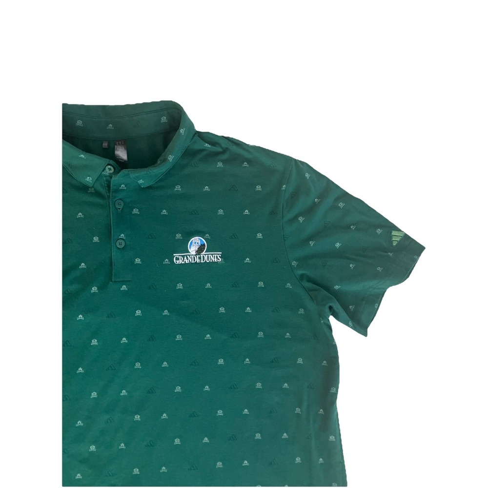 Adidas Mens Shirt‎ XL Green Polo Short Sleeve Grande Dunes Golf All Over Print